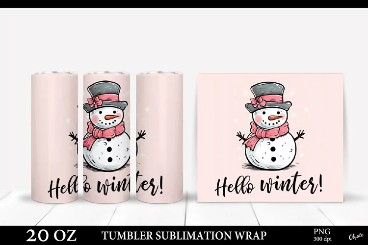 Christmas Tumbler Sublimation. Snowman Tumbler PNG
