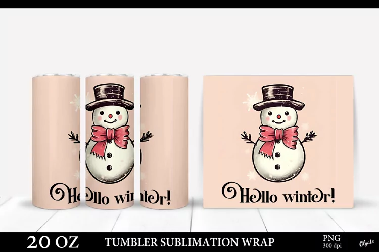 Christmas Tumbler Wrap PNG. Snowman Tumbler Sublimation