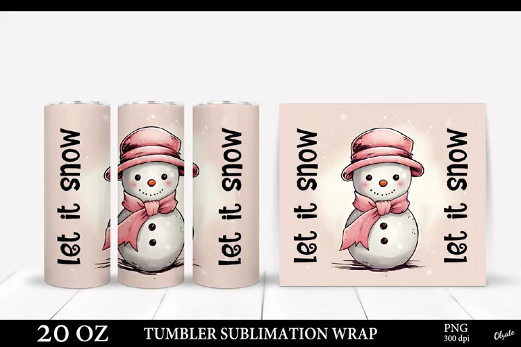 Vintage Snowman Tumbler Wrap. Christmas Tumbler Sublimation