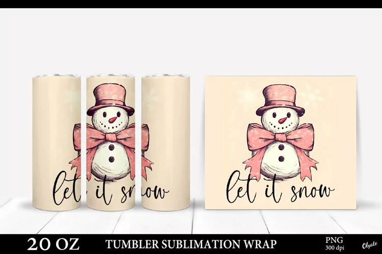 Vintage Snowman Tumbler Sublimation PNG. Christmas Tumbler
