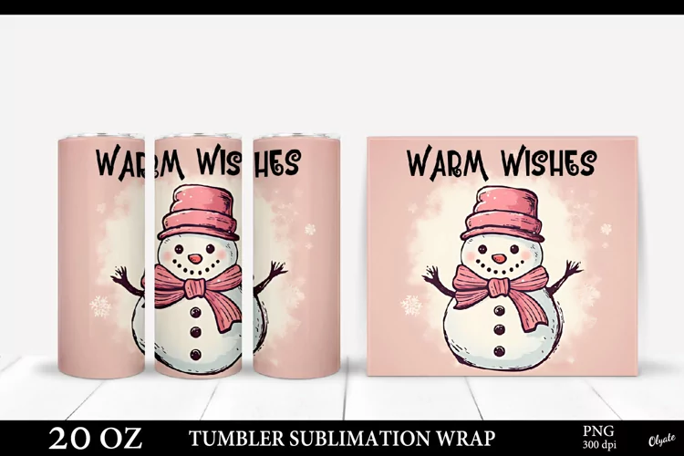Christmas Tumbler Wrap PNG. Snowman Tumbler Sublimation PNG