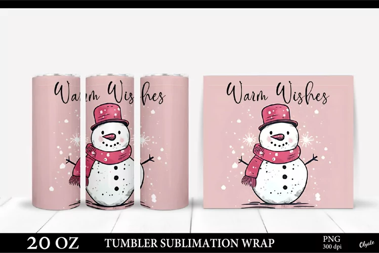 Christmas Tumbler Wrap PNG. Snowman PNG Tumbler Sublimation