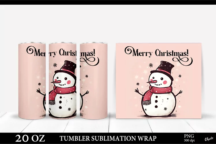 Christmas Tumbler Sublimation PNG. Snowman PNG Tumbler PNG