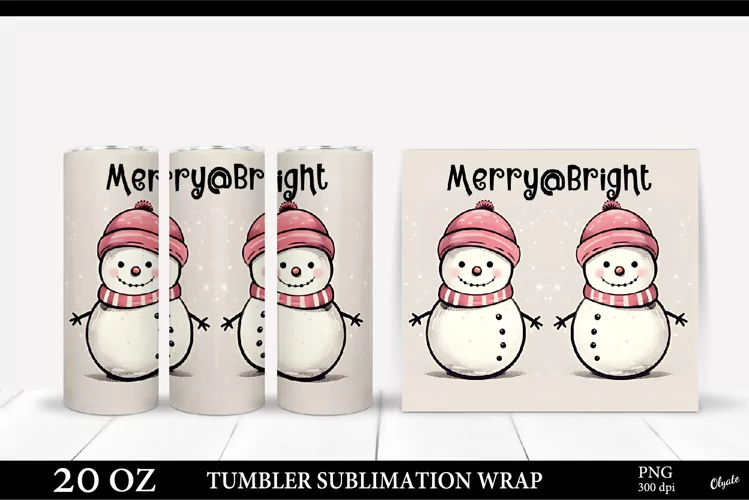 Christmas Tumbler Wrap PNG. Snowman PNG Tumbler Sublimation