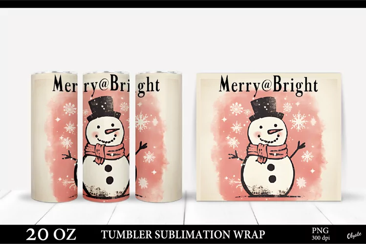 Vintage Snowman Sublimation PNG. Christmas Tumbler PNG