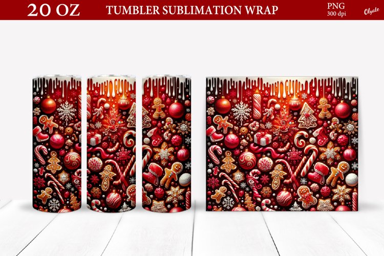 Christmas Gingerbread Sublimation. 20 OZ Tumbler Wrap example image 1