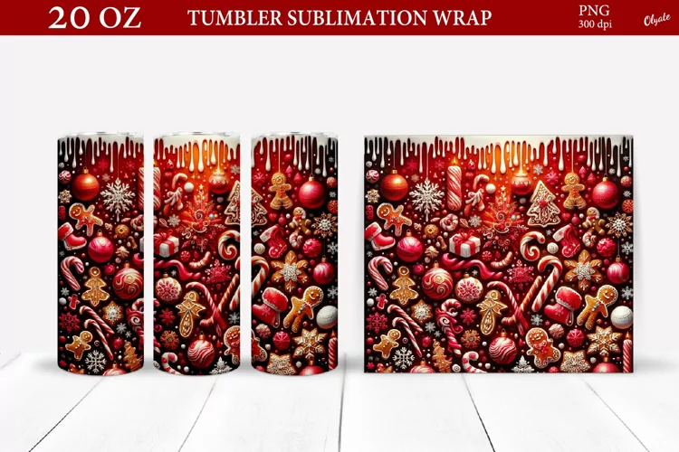 Christmas Gingerbread Sublimation. 20 OZ Tumbler Wrap