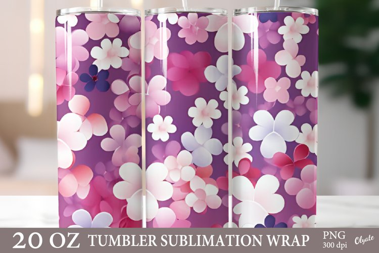 Spring Tumbler Sublimation Wrap PNG. 20 OZ Tumbler example image 1