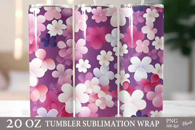 Spring Tumbler Sublimation Wrap PNG. 20 OZ Tumbler