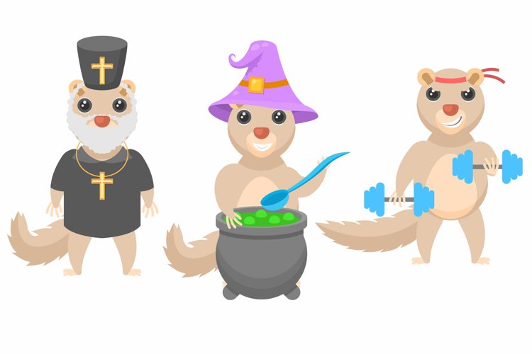 Set Collection Flat Animal Different Tupaia Concept Vector