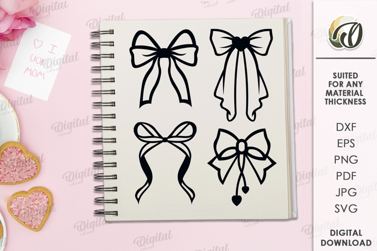 Valentines Day Elements. Valentine Bows Elements SVG