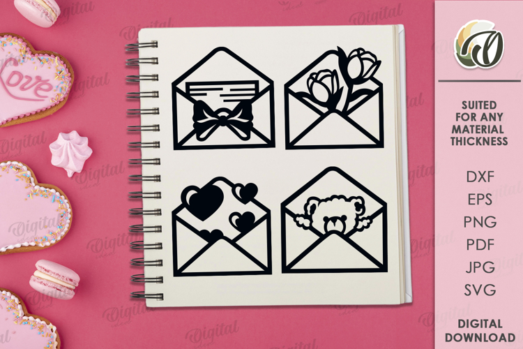 Valentines Day Elements. Valentine Envelopes Elements SVG