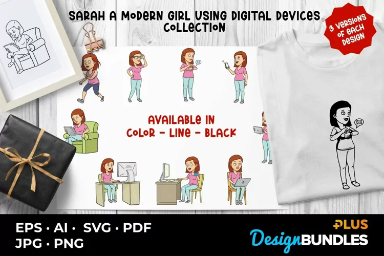 Sarah A Modern Girl Using Digital Devices Collection