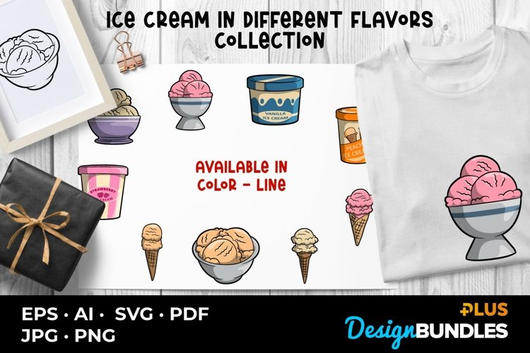 Ice Cream In Different Flavors Collection example image 1