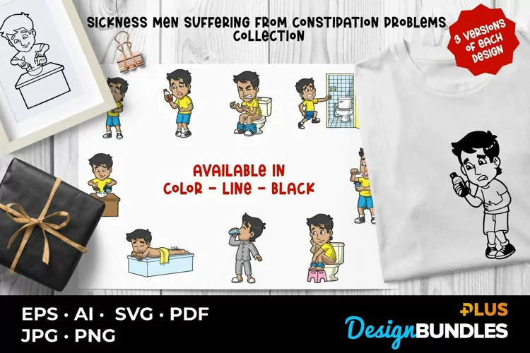 Sickness Men Suffering From Constipation Problems Collection
