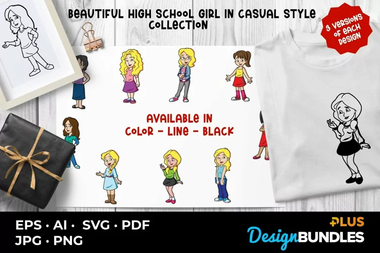 Beautiful High School Girl In Casual Style Collection