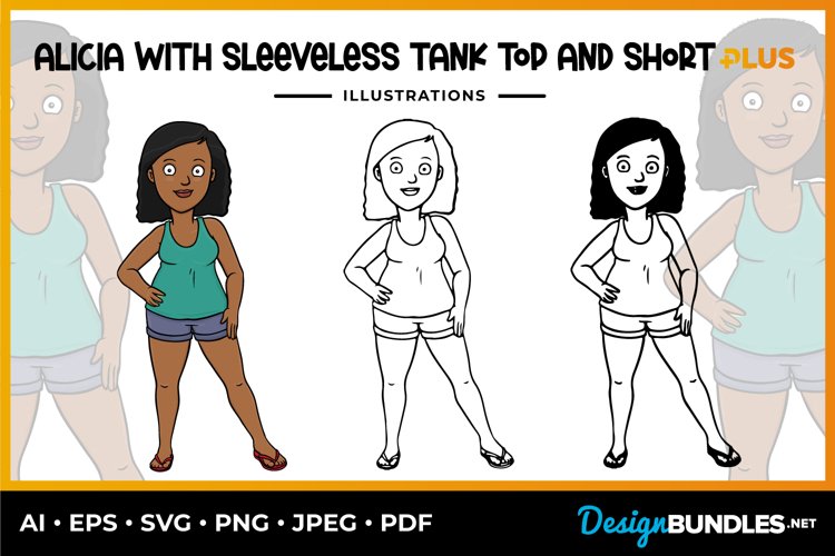 Alicia With Sleeveless Tank Top And Short Illustrations example image 1