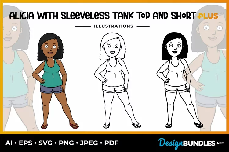 Alicia With Sleeveless Tank Top And Short Illustrations