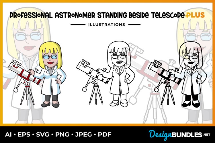 Professional Astronomer Standing Beside Telescope Collection example image 1