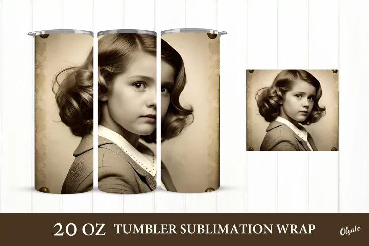 Vintage Baby Tumbler. Retro Baby Face. 20 OZ Wrap PNG
