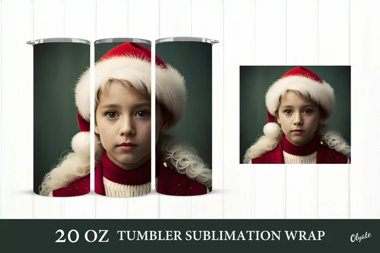 Vintage Christmas Sublimation. Baby Face Tumbler. 20 OZ Wrap