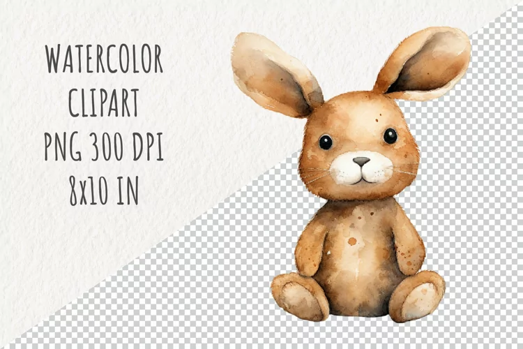Cute Bunny| Sublimation Design | Watercolor Clipart