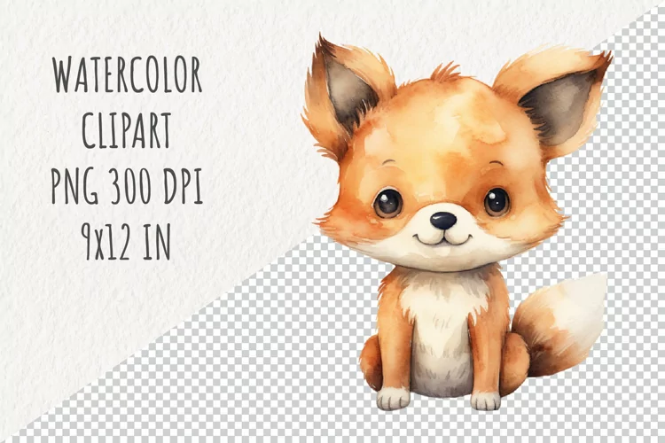 Cute Fox | Sublimation Design | Watercolor Clipart