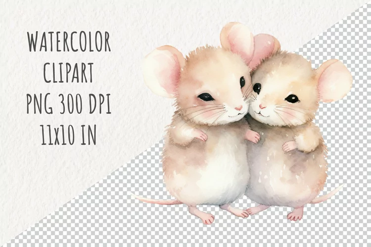 Cute Mouse | Sublimation Design | Watercolor Clipart