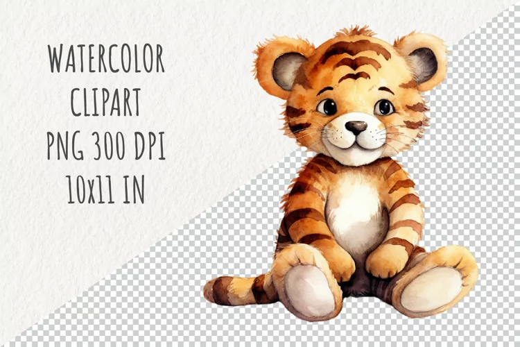 Cute Tiger | Sublimation Design | Watercolor Clipart