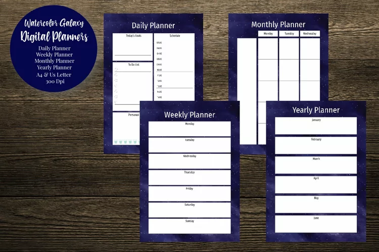 Watercolor Galaxy Digital Planners