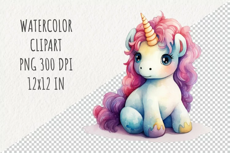 Cute Unicorn | Sublimation Design | Watercolor Clipart