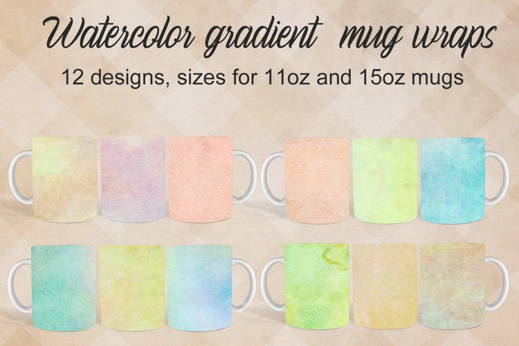 Watercolor gradient mug wraps | Sublimation design example image 1