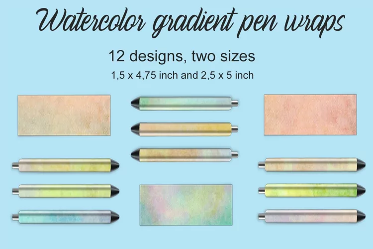 Watercolor gradient pen wraps | Sublimation design