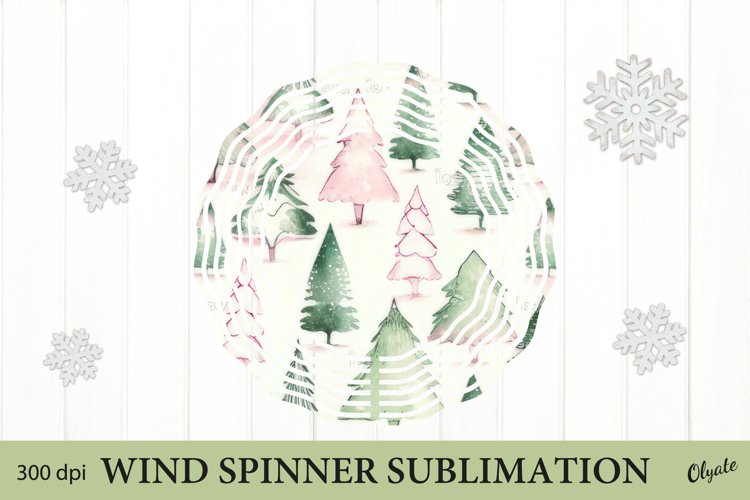 Watercolor Christmas Tree Wind Spinner PNG. Christmas PNG