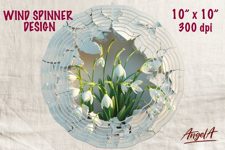 3d Flower wind spinner sublimation / snowdrop flower png example image 1