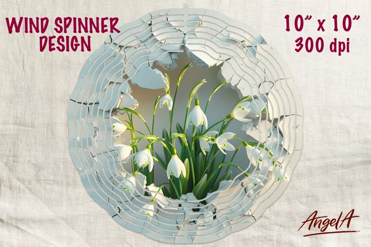 3d Flower wind spinner sublimation / snowdrop flower png