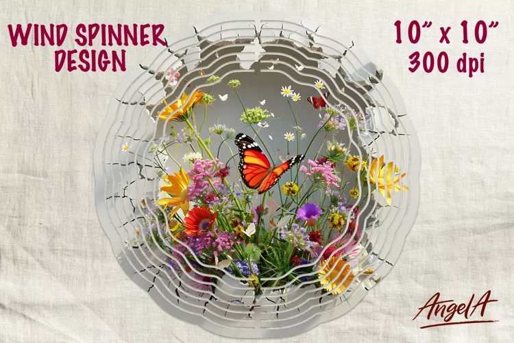 Floral wind spinner sublimation / fields wildflowers PNG