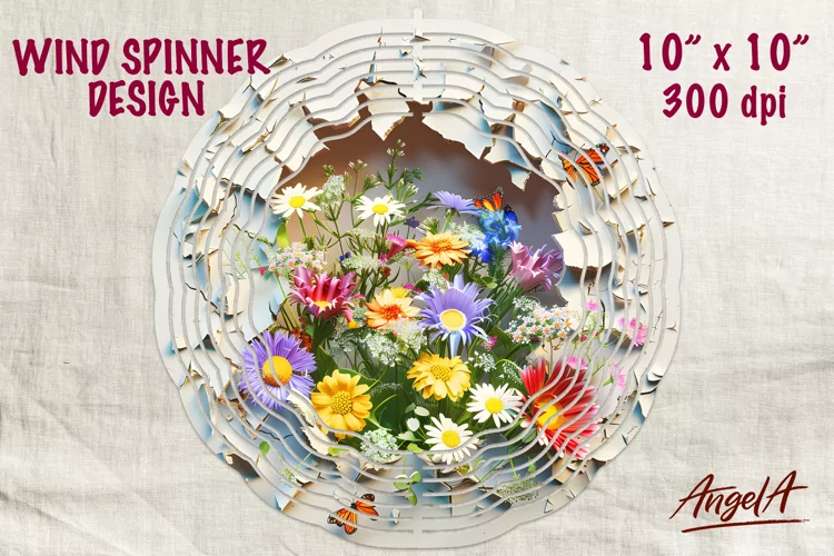 Floral wind spinner sublimation / summer field of flowers