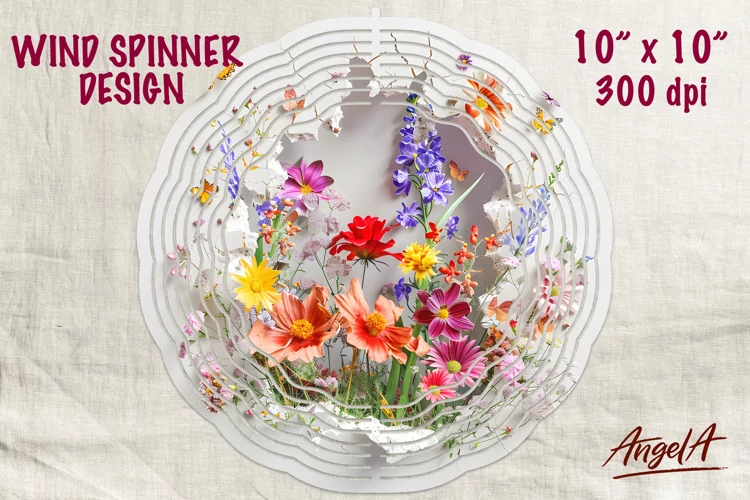 Floral wind spinner sublimation / fields wildflowers PNG