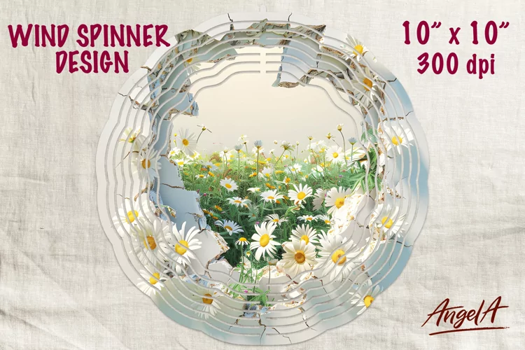 Floral wind spinner sublimation / summer field of chamomile