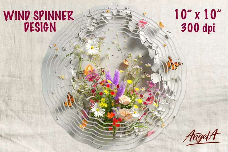 Floral wind spinner sublimation / field of wildflowers PNG