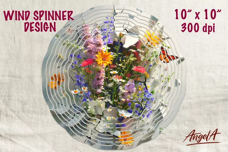 Floral wind spinner sublimation / 3d flower sublimation PNG