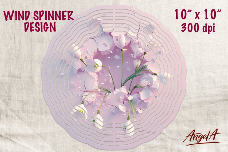 Floral wind spinner sublimation / snowdrop flowers example image 1