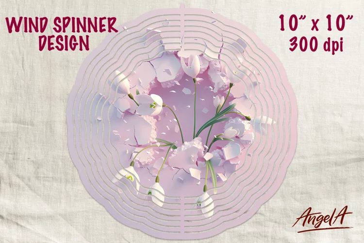 Floral wind spinner sublimation / snowdrop flowers
