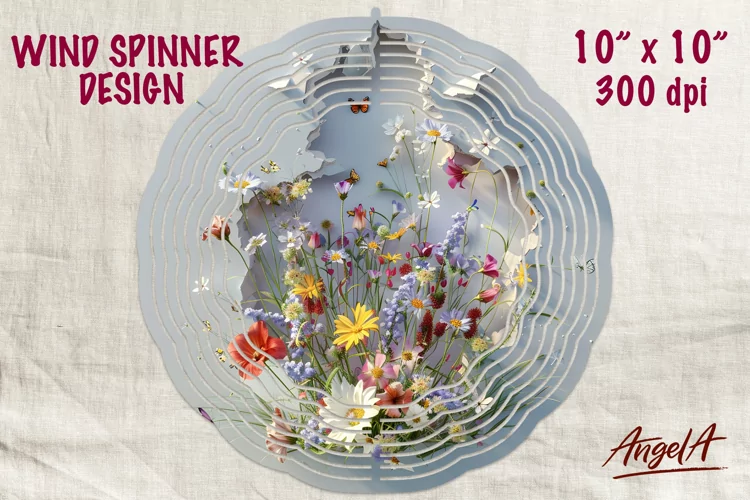 Floral wind spinner sublimation / fields wildflowers PNG