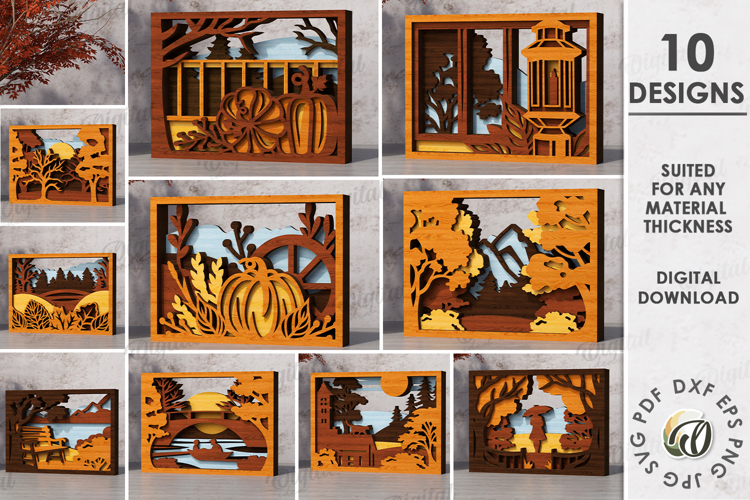 Autumn Layered Home Decors Bundle Lasercut. Wooden Decor SVG