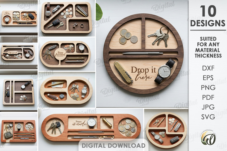 3D Dump Trays Bundle Laser Cut. Catchall Tray SVG example image 1