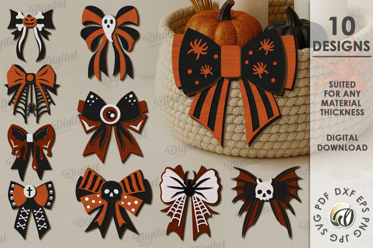 Wooden Halloween Bowties Bundle Lasercut. Halloween SVG