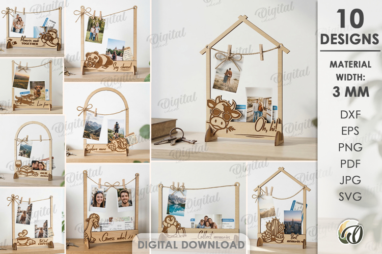 Photo Holders Frames Bundle Laser Cut. Photo Stand SVG
