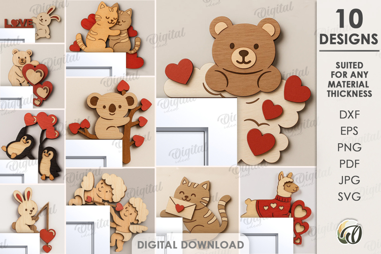 Valentines Day Door Corners Bundle Laser Cut. Valentine SVG